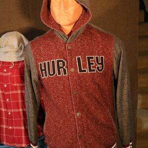 Hurley Red and Gray Hooded Jacket